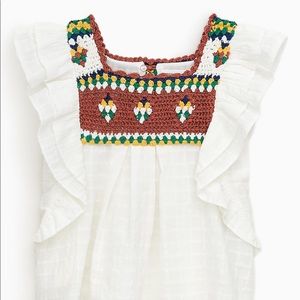 Zara girl ruffled chocheted whitetop 11-12 yrs xxs